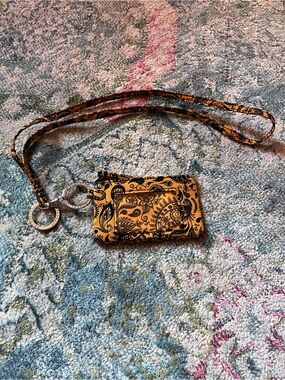 Yellow Paisley Lanyard ID Wallet